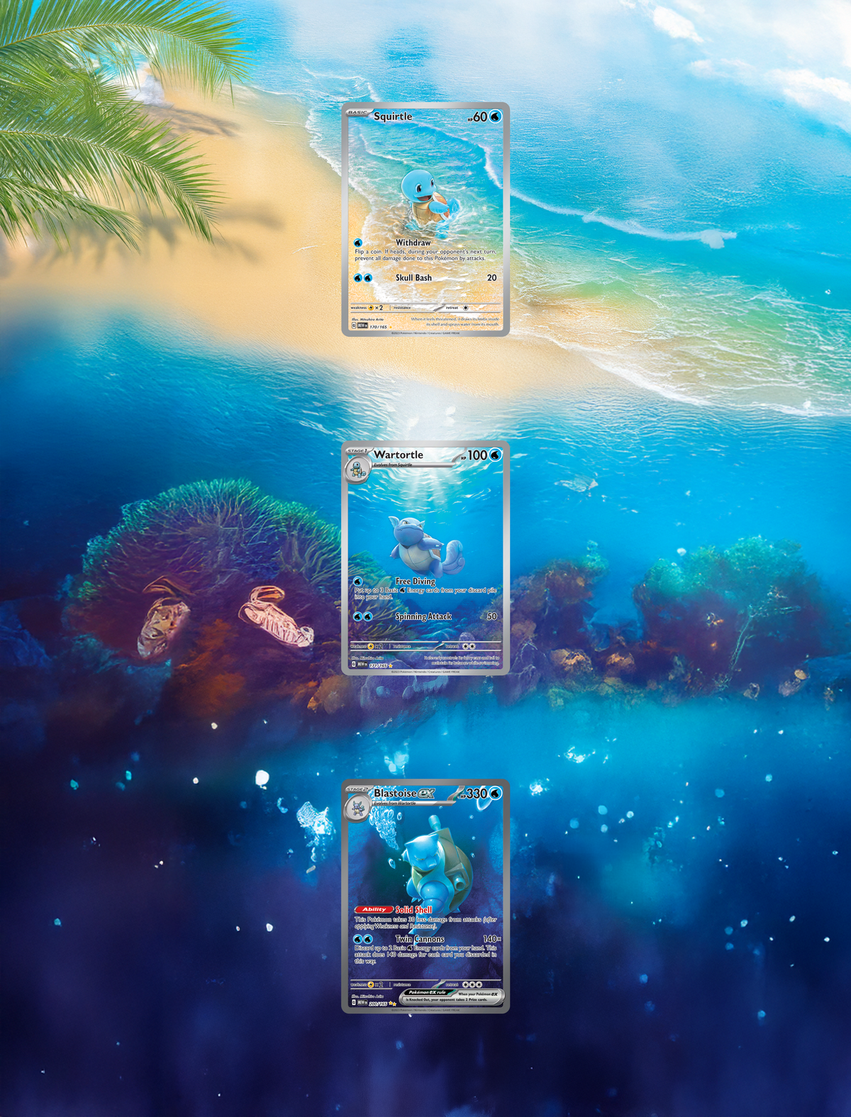 Squirtle / Wartortle / Blastoise · 151 (MEW)